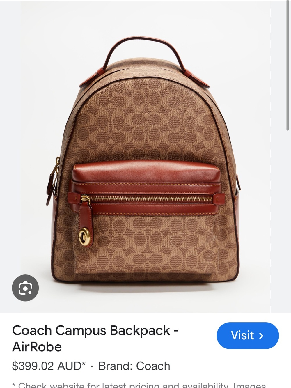 Coach Tan & Brown Signature Canvas Backpack